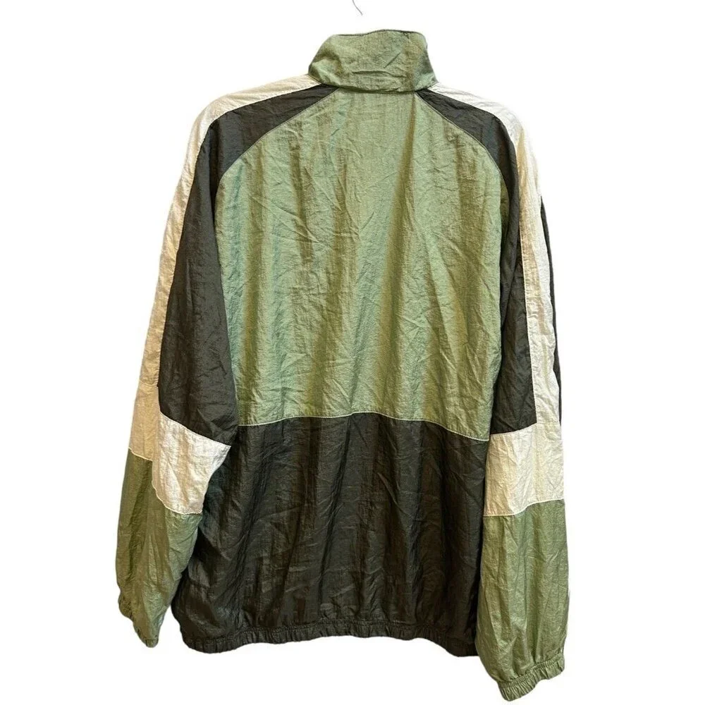 Champion Windbreaker Full Zip Green Color block‎ Track Jacket Mens Sz Large